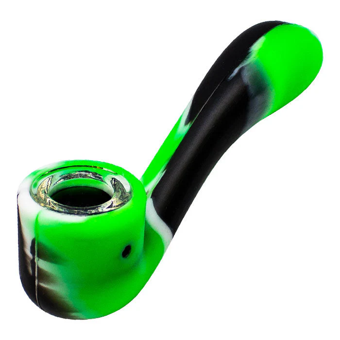 Multicoloured 4" Silicone Pipe with Glass Bowl - Image 5