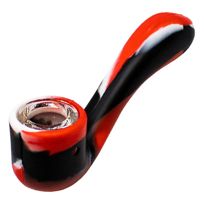 Multicoloured 4" Silicone Pipe with Glass Bowl - Image 6