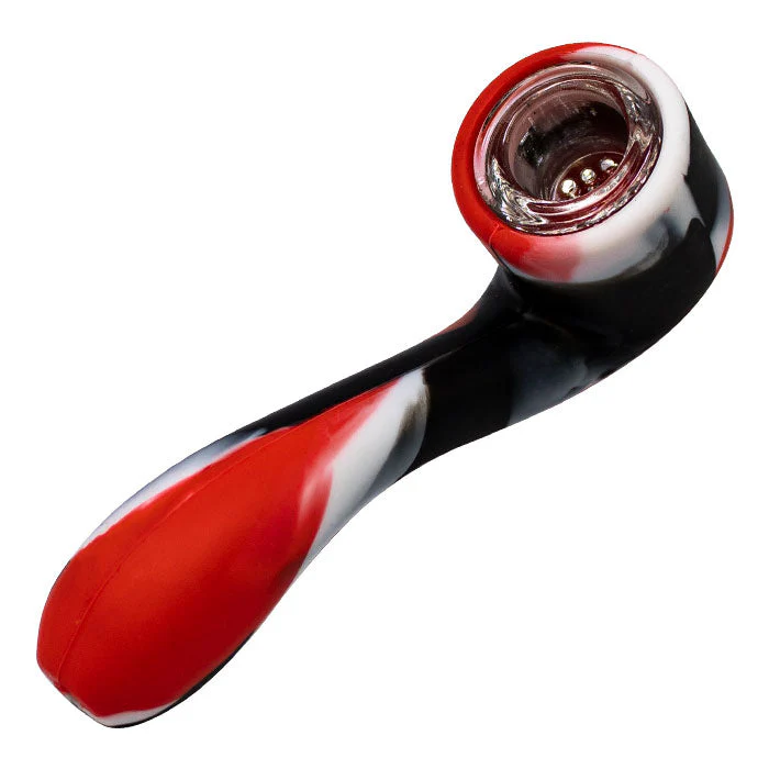 Multicoloured 4" Silicone Pipe with Glass Bowl - Image 7