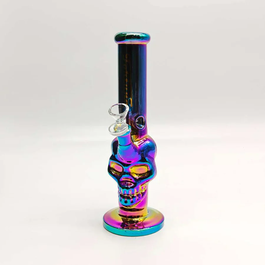 Fortune - 10" 5mm Electroplated Skull Glass Bong - Image 2