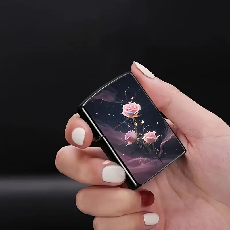 Pink Rose Lighter Refillable Lighter Case - Image 3