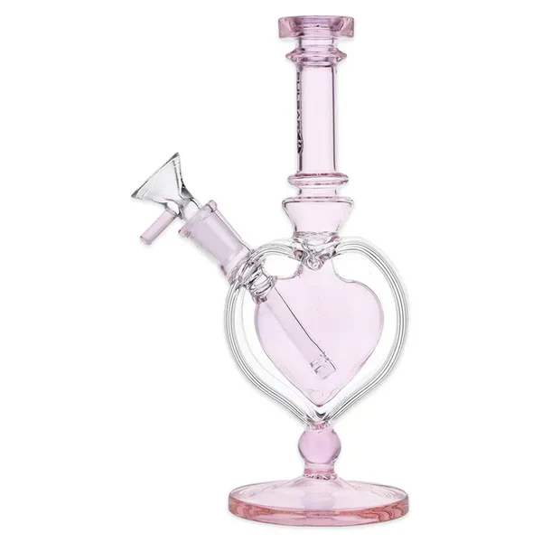 Pulsar - 9" Pink Heart Chalice Glass Water Pipe