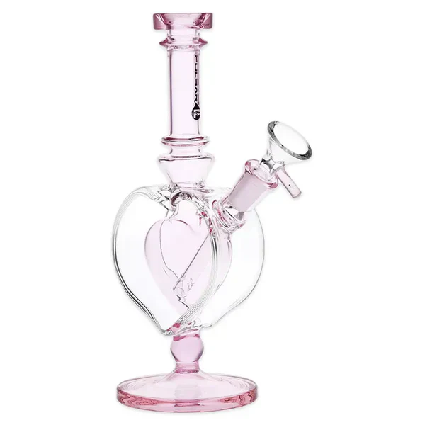 Pulsar - 9" Pink Heart Chalice Glass Water Pipe - Image 2