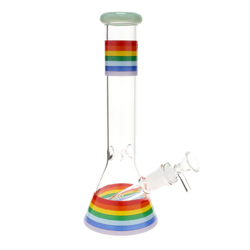 10" Rainbow Striped Beaker Bong