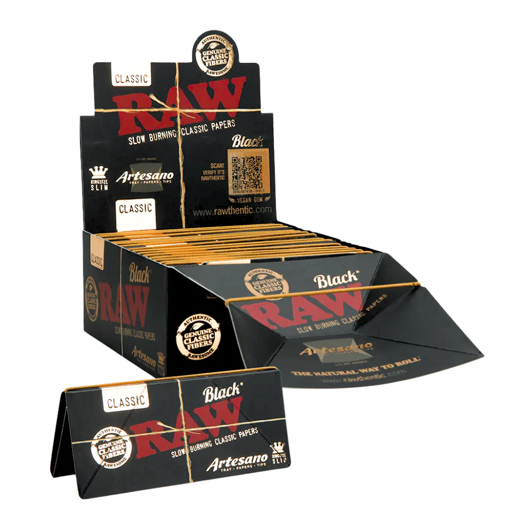 RAW - Black Artesano KS Slim Papers w/ Tips - Image 3