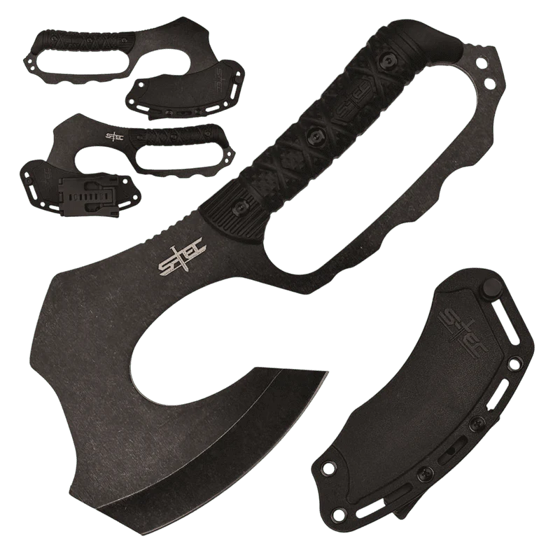 S-TEC - 10.5″ Black Warpath Fixed Blade Axe w/ ABS Sheath