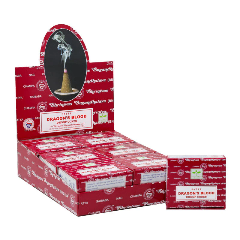 Satya - Dragon's Blood Dhoop Cones (12 Cones, 1″)