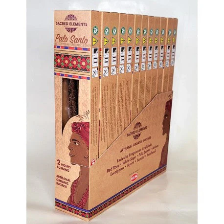 Sacred Elements Organic - Palo Santo Premium Masala Hand‑Rolled Incense Sticks (15g, 2 hr burn, 8–10 sticks)