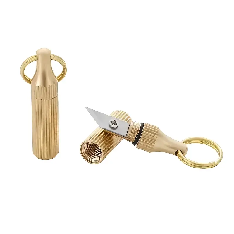 Mini Brass Keychain Pocket Knife - Image 2