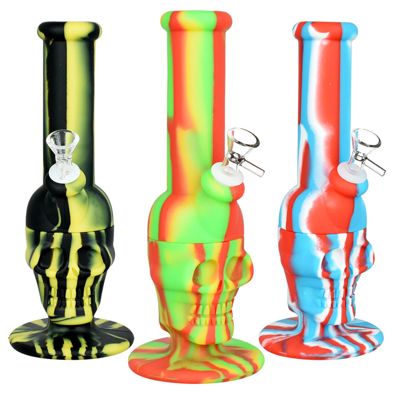 Sinfully Smiling Skull 11" Silicone Water Bong