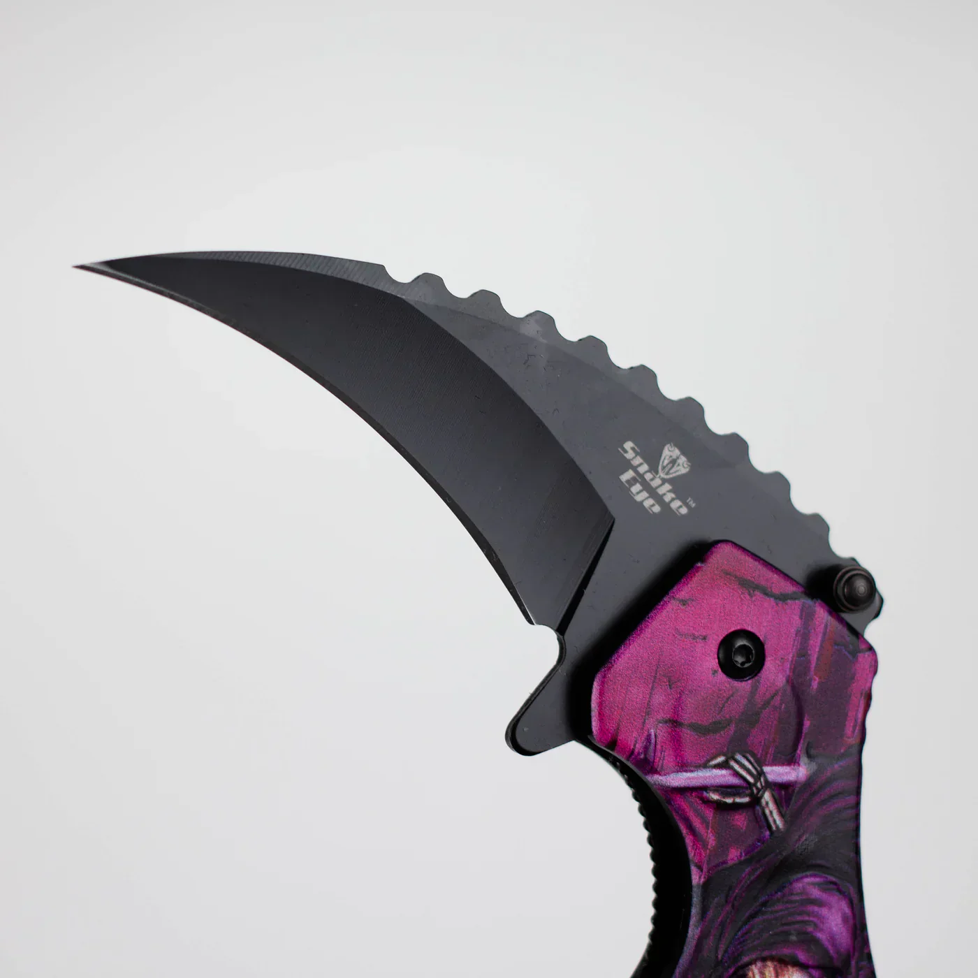 Snake Eye - 3" Folding Karambit Blade - Skull Design - Image 2