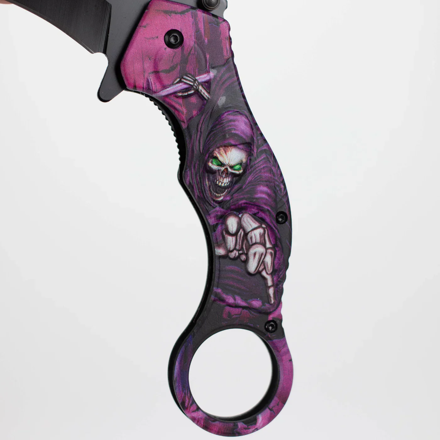 Snake Eye - 3" Folding Karambit Blade - Skull Design - Image 4