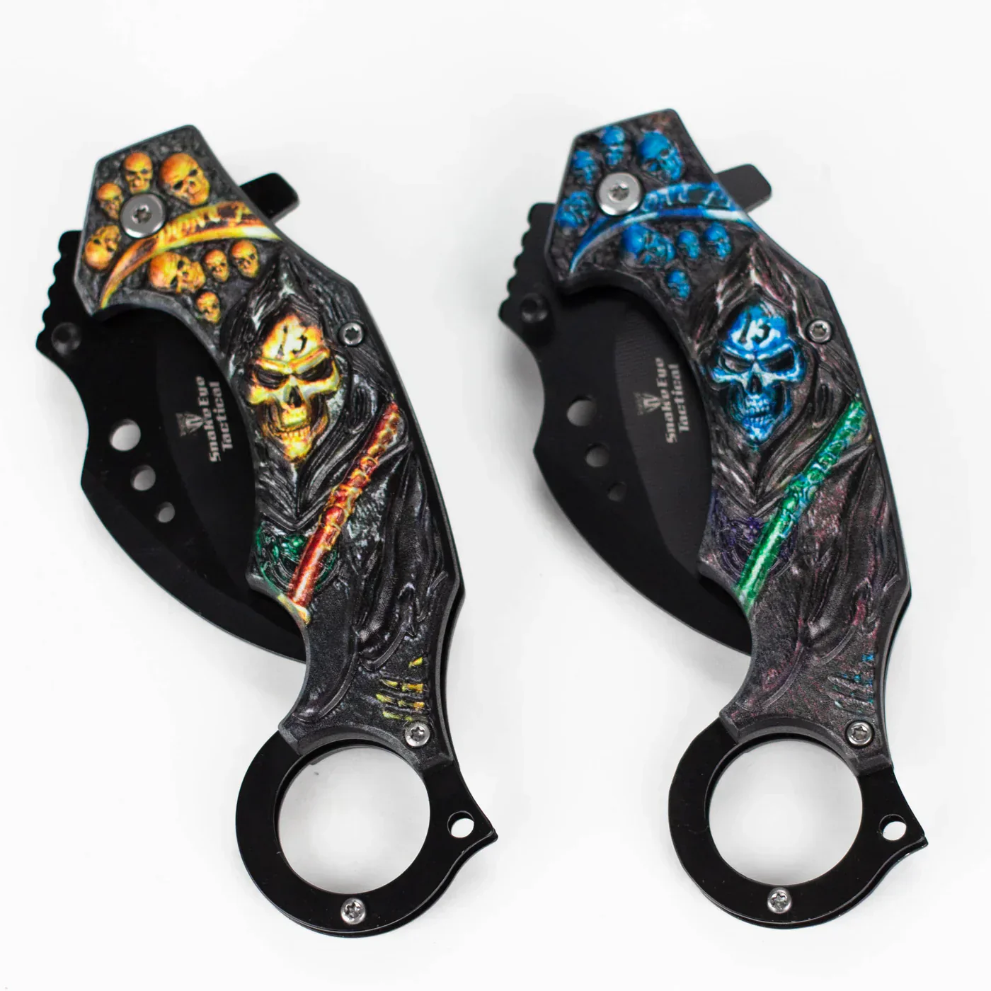 Snake Eye - 3" Folding Karambit Blade - Reaper Skull Design - Image 2