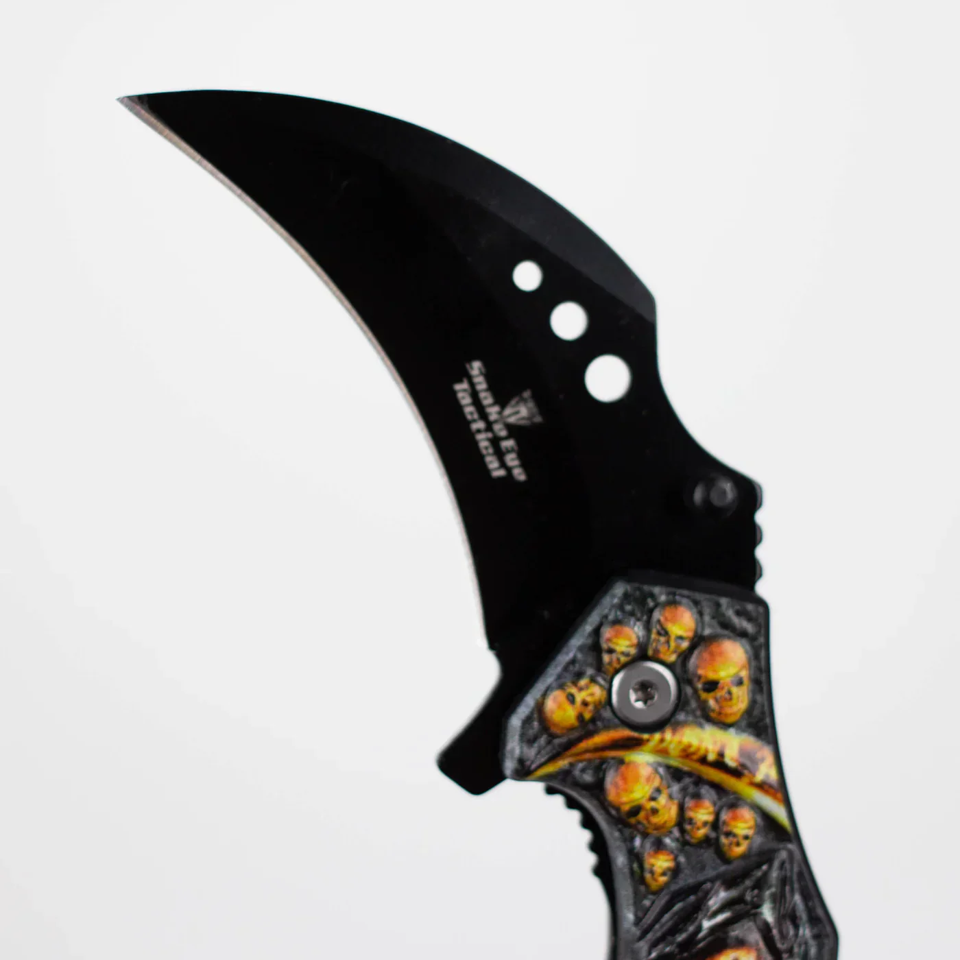 Snake Eye - 3" Folding Karambit Blade - Reaper Skull Design - Image 4