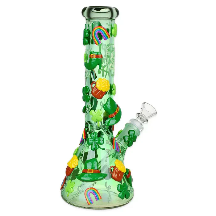 St. Patrick's Day - 10" Glow in the Dark Beaker Water Pipe - Image 2