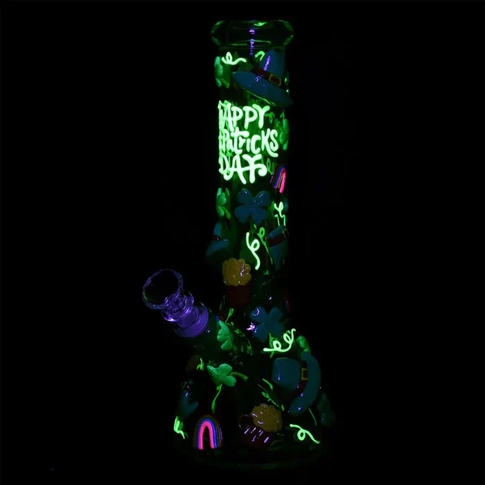 St. Patrick's Day - 10" Glow in the Dark Beaker Water Pipe - Image 3