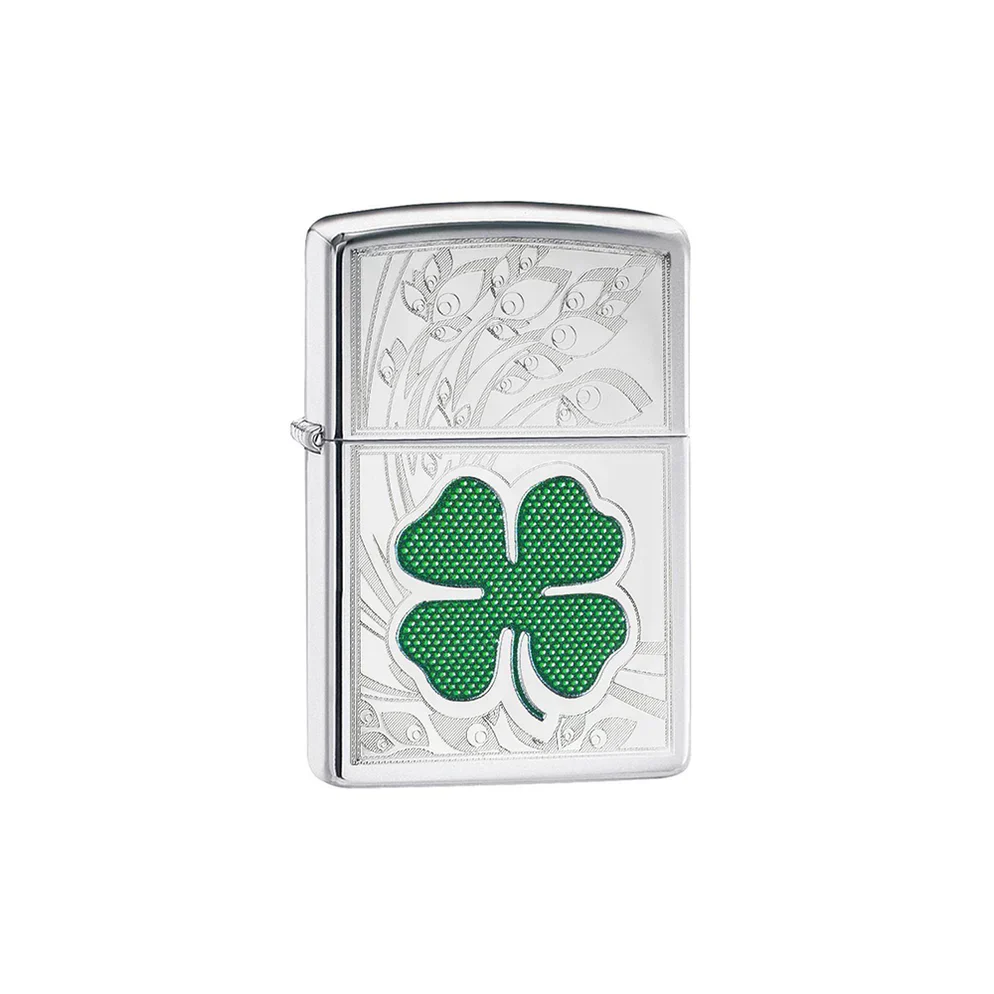 Zippo Lighter - High Polish Chrome Clover - Image 2