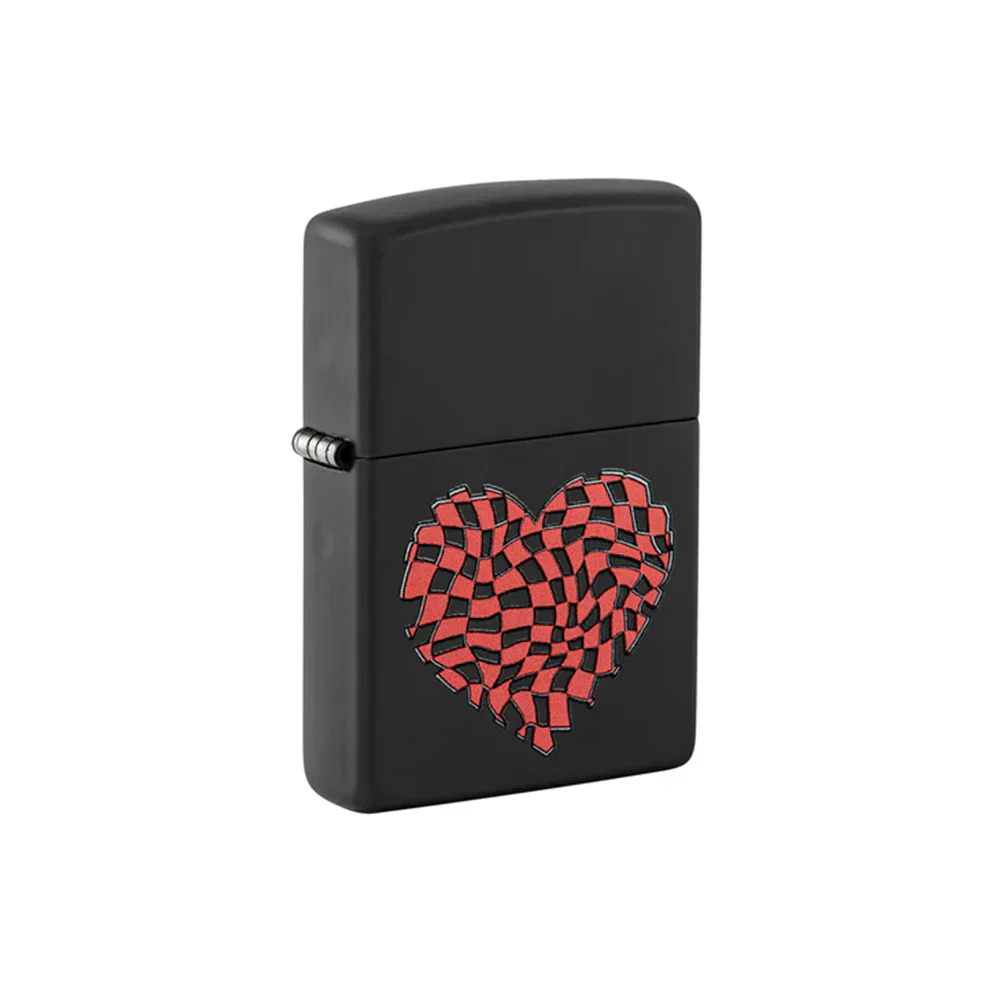 Zippo Lighter - Checkered Heart Design - Image 2