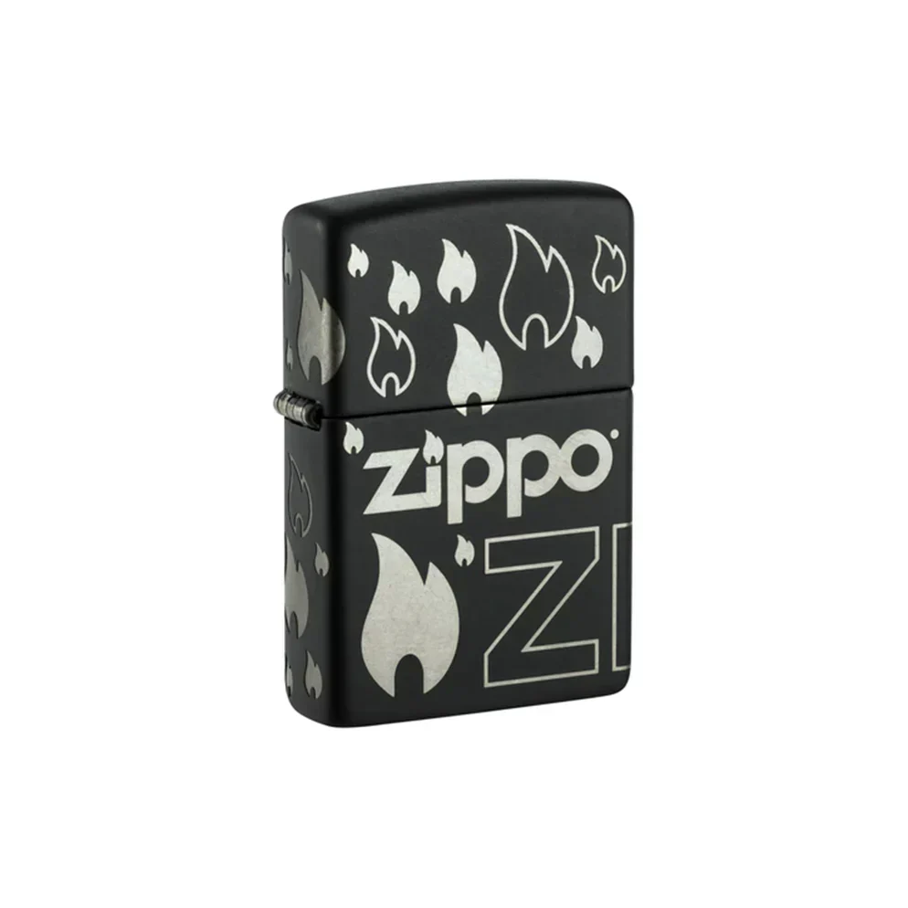 Zippo Lighter - Black Matte Laser 360 Design - Image 2