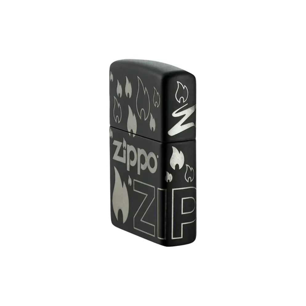 Zippo Lighter - Black Matte Laser 360 Design - Image 3